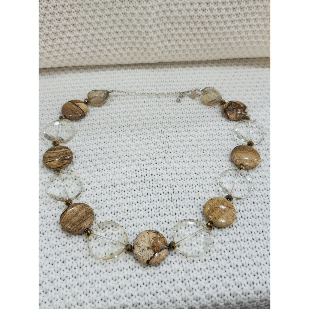 Donna Dressler 925 Sterling Silver Stone Crystal Bead Necklace 22"